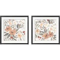 Framed Peach & Rust Blooms 2 Piece Framed Art Print Set