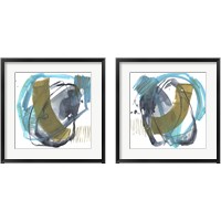 Framed Olive & Blue Gesture 2 Piece Framed Art Print Set