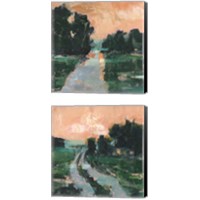 Framed 'Coral Sunset 2 Piece Canvas Print Set' border=