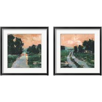 Framed 'Coral Sunset 2 Piece Framed Art Print Set' border=