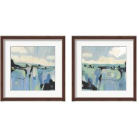 Framed Abstract Shades of Blue 2 Piece Framed Art Print Set
