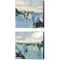 Framed 'Abstract Shades of Blue 2 Piece Canvas Print Set' border=