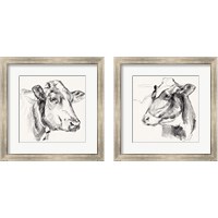 Framed 'Holstein Portrait Sketch 2 Piece Framed Art Print Set' border=