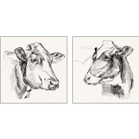 Framed Holstein Portrait Sketch 2 Piece Art Print Set