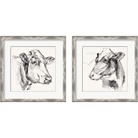 Framed 'Holstein Portrait Sketch 2 Piece Framed Art Print Set' border=