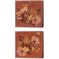 Framed Burnt Orange Bouquet 2 Piece Canvas Print Set