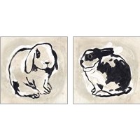 Framed 'Antique Rabbit 2 Piece Art Print Set' border=