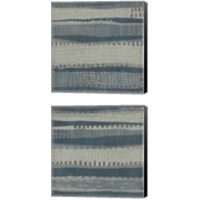 Framed Blue Dusk Textile 2 Piece Canvas Print Set