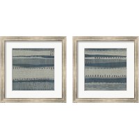 Framed 'Blue Dusk Textile 2 Piece Framed Art Print Set' border=