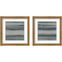 Framed 'Blue Dusk Textile 2 Piece Framed Art Print Set' border=