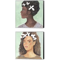 Framed Folk Art Portrait 2 Piece Canvas Print Set