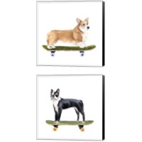 Framed Pups on Wheels 2 Piece Canvas Print Set