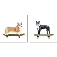 Framed 'Pups on Wheels 2 Piece Art Print Set' border=