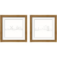 Framed 'Once Line City 2 Piece Framed Art Print Set' border=