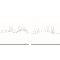 Framed 'Once Line City 2 Piece Art Print Set' border=