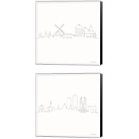 Framed Once Line City 2 Piece Canvas Print Set