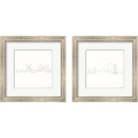 Framed 'Once Line City 2 Piece Framed Art Print Set' border=