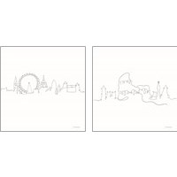 Framed 'Once Line City 2 Piece Art Print Set' border=