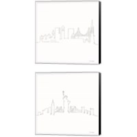 Framed 'Once Line City 2 Piece Canvas Print Set' border=