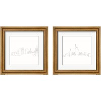 Framed 'Once Line City 2 Piece Framed Art Print Set' border=