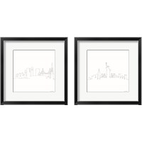 Framed 'Once Line City 2 Piece Framed Art Print Set' border=