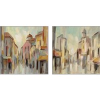 Framed 'Pastel Street 2 Piece Art Print Set' border=