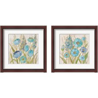 Framed 'Opalescent Floral Blue 2 Piece Framed Art Print Set' border=