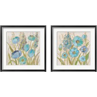 Framed 'Opalescent Floral Blue 2 Piece Framed Art Print Set' border=