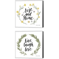 Framed 'Happy to Bee Home Words 2 Piece Canvas Print Set' border=