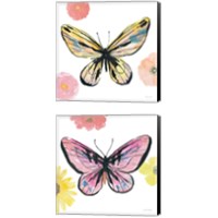 Framed 'Beautiful Butterfly 2 Piece Canvas Print Set' border=