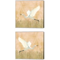Framed 'Egret Alighting 2 Piece Canvas Print Set' border=