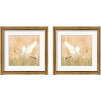 Framed 'Egret Alighting 2 Piece Framed Art Print Set' border=