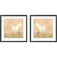 Framed 'Egret Alighting 2 Piece Framed Art Print Set' border=