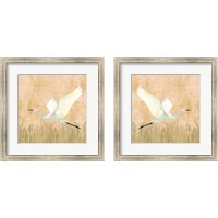 Framed 'Egret Alighting 2 Piece Framed Art Print Set' border=