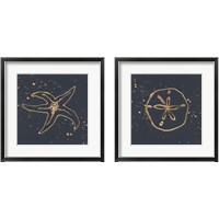 Framed 'Gold Sea Life 2 Piece Framed Art Print Set' border=