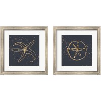 Framed 'Gold Sea Life 2 Piece Framed Art Print Set' border=