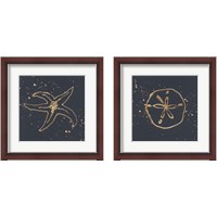 Framed 'Gold Sea Life 2 Piece Framed Art Print Set' border=