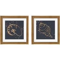 Framed 'Gold Sea Life 2 Piece Framed Art Print Set' border=