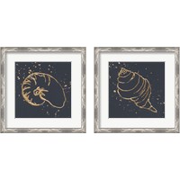 Framed 'Gold Sea Life 2 Piece Framed Art Print Set' border=