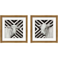 Framed 'January Cow 2 Piece Framed Art Print Set' border=