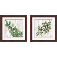 Framed 'Leaves on White 2 Piece Framed Art Print Set' border=