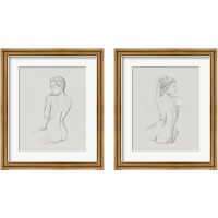 Framed 'Female Back Sketch 2 Piece Framed Art Print Set' border=
