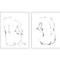 Framed 'Seated Figure Pose 2 Piece Art Print Set' border=