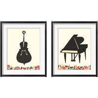 Framed 'Cut Paper Instruments 2 Piece Framed Art Print Set' border=