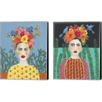 Framed 'Frida Headdress 2 Piece Canvas Print Set' border=