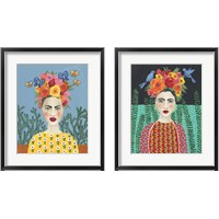 Framed 'Frida Headdress 2 Piece Framed Art Print Set' border=