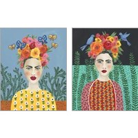 Framed 'Frida Headdress 2 Piece Art Print Set' border=