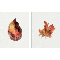Framed Watercolor Autumn Leaf 2 Piece Art Print Set