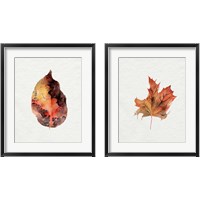 Framed 'Watercolor Autumn Leaf 2 Piece Framed Art Print Set' border=