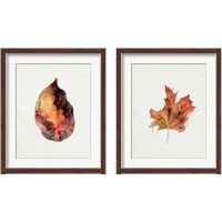 Framed 'Watercolor Autumn Leaf 2 Piece Framed Art Print Set' border=